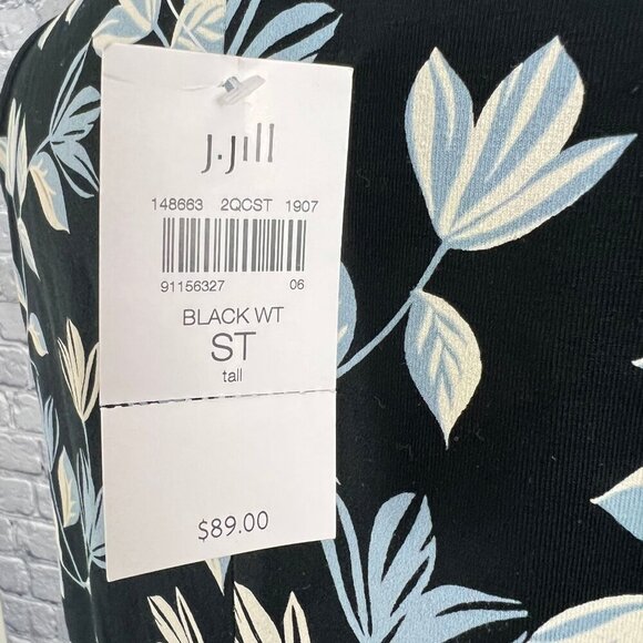 J. Jill Wearever Collection Black Sleeveless Floral Dress Tall Size ST - Picture 6 of 7